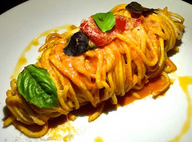 Union signature dishes Spaghetti alla Chitarra with San Marzano tomato and basilSquid Ink Lumache with lobster and fennelPork Chop with seasonal accompanimentsBread and Giardiniera